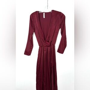 Chic Long Sleeve Burgundy Dress